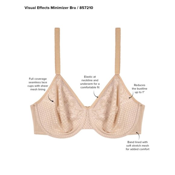 Wacoal Visual Effects Minimizer Bra Color Sand Size 34H NWT - Picture 8 of 8